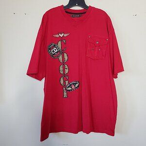COOGI Australia Men's Embroidered Logo Pocket V-Neck Streetwear T-Shirt SZ 3XL